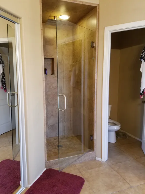 shower frameless glass swing door ideas 4