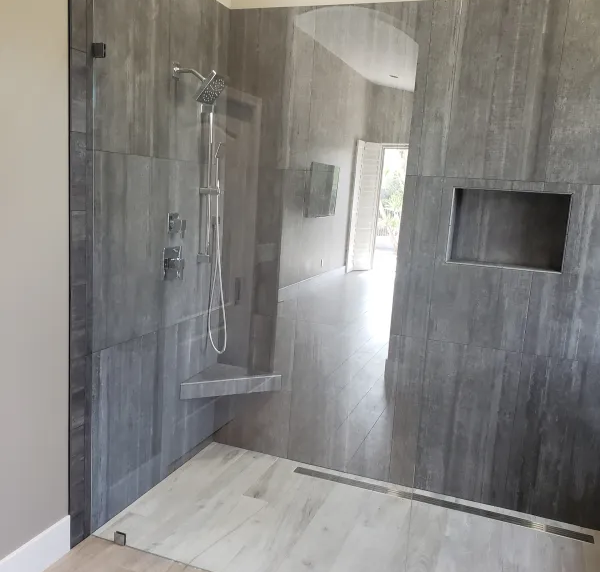 shower frameless glass swing door ideas 5